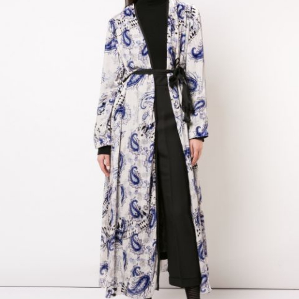 NWT Forte Forte Afrika Print‎ Belted White Velvet Robe